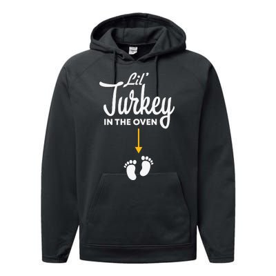 Lil' Turkey In The Oven Pregnancy Thanksgiving Performance Fleece Hoodie