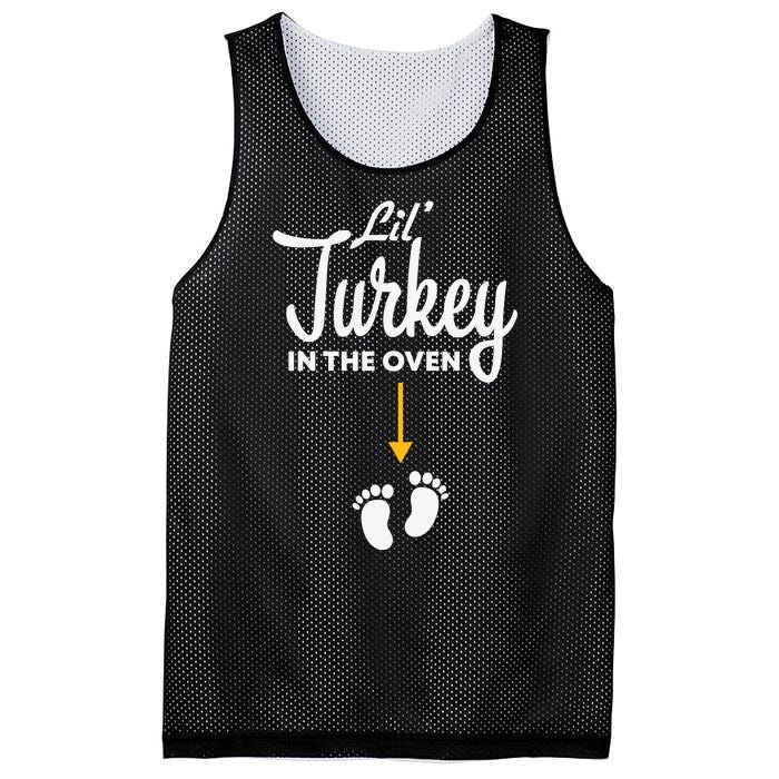 Lil' Turkey In The Oven Pregnancy Thanksgiving Mesh Reversible Basketball Jersey Tank