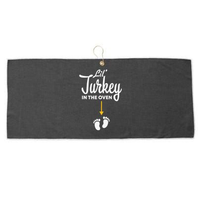 Lil' Turkey In The Oven Pregnancy Thanksgiving Large Microfiber Waffle Golf Towel