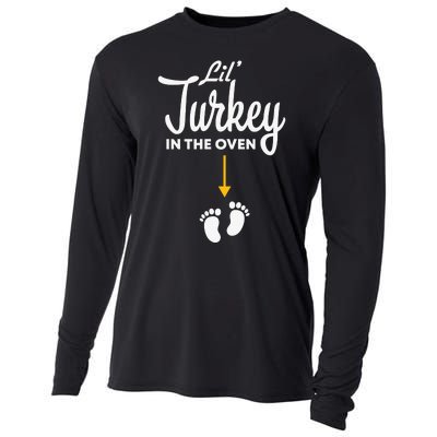 Lil' Turkey In The Oven Pregnancy Thanksgiving Cooling Performance Long Sleeve Crew