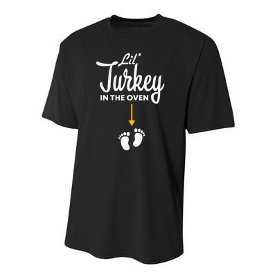 Lil' Turkey In The Oven Pregnancy Thanksgiving Youth Performance Sprint T-Shirt