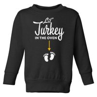 Lil' Turkey In The Oven Pregnancy Thanksgiving Toddler Sweatshirt