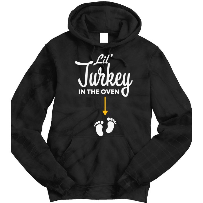 Lil' Turkey In The Oven Pregnancy Thanksgiving Tie Dye Hoodie