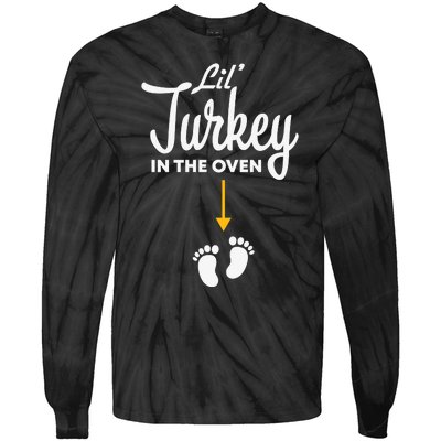 Lil' Turkey In The Oven Pregnancy Thanksgiving Tie-Dye Long Sleeve Shirt