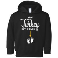 Lil' Turkey In The Oven Pregnancy Thanksgiving Toddler Hoodie