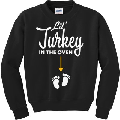 Lil' Turkey In The Oven Pregnancy Thanksgiving Kids Sweatshirt