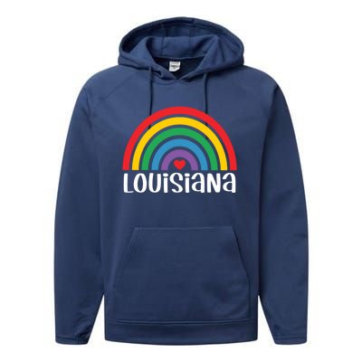 Louisiana Travel I Love Louisiana Usa Gift Performance Fleece Hoodie