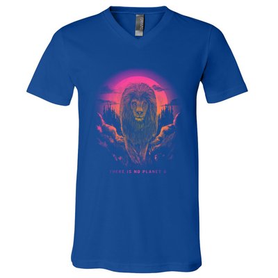 Lion: There Is No Planet B Gift Climate Change Is Real! Meaningful Gift V-Neck T-Shirt