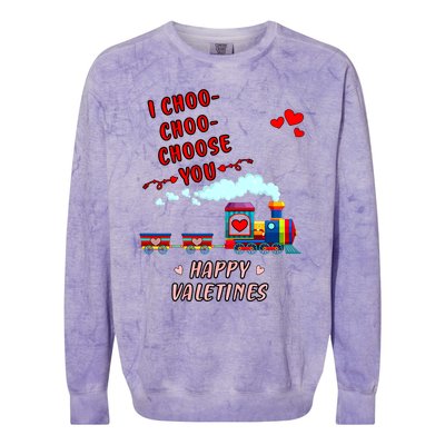 Love Train I Choose You Funny Happy Valentines Day And Lover Meaningful Gift Colorblast Crewneck Sweatshirt