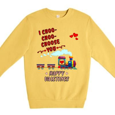 Love Train I Choose You Funny Happy Valentines Day And Lover Meaningful Gift Premium Crewneck Sweatshirt