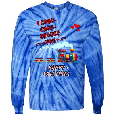 Love Train I Choose You Funny Happy Valentines Day And Lover Meaningful Gift Tie-Dye Long Sleeve Shirt