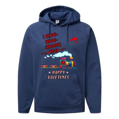 Love Train I Choose You Funny Happy Valentines Day And Lover Meaningful Gift Performance Fleece Hoodie