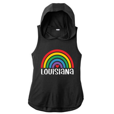 Louisiana Travel I Love Louisiana Usa Gift Ladies PosiCharge Tri-Blend Wicking Draft Hoodie Tank