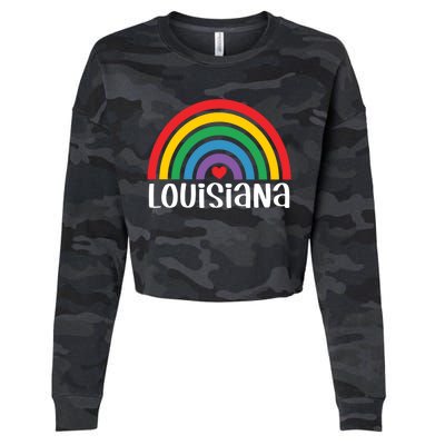 Louisiana Travel I Love Louisiana Usa Gift Cropped Pullover Crew