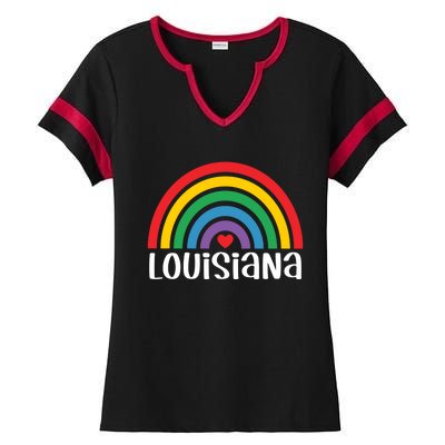 Louisiana Travel I Love Louisiana Usa Gift Ladies Halftime Notch Neck Tee