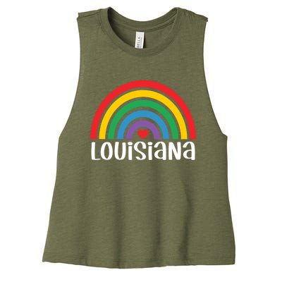 Louisiana Travel I Love Louisiana Usa Gift Women's Racerback Cropped Tank