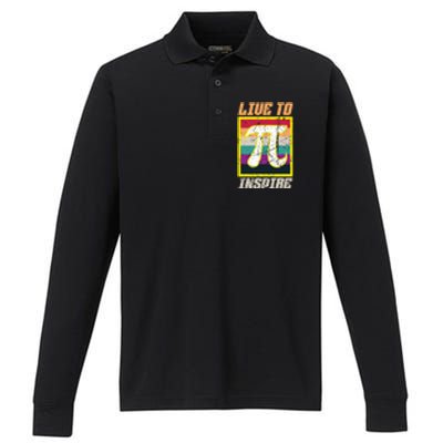 Live To Inspire Pi Day 3 14 March 14th Math Teacher Pi Gift Performance Long Sleeve Polo