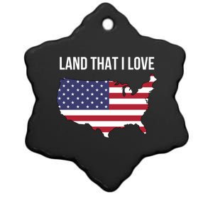 Land That I Love America Usa Flag Patriotic Gift Ceramic Star Ornament