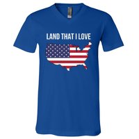 Land That I Love America Usa Flag Patriotic Gift V-Neck T-Shirt