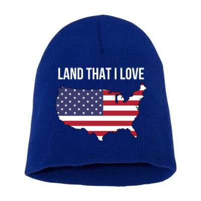 Land That I Love America Usa Flag Patriotic Gift Short Acrylic Beanie