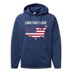 Land That I Love America Usa Flag Patriotic Gift Performance Fleece Hoodie