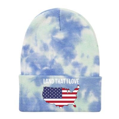 Land That I Love America Usa Flag Patriotic Gift Tie Dye 12in Knit Beanie