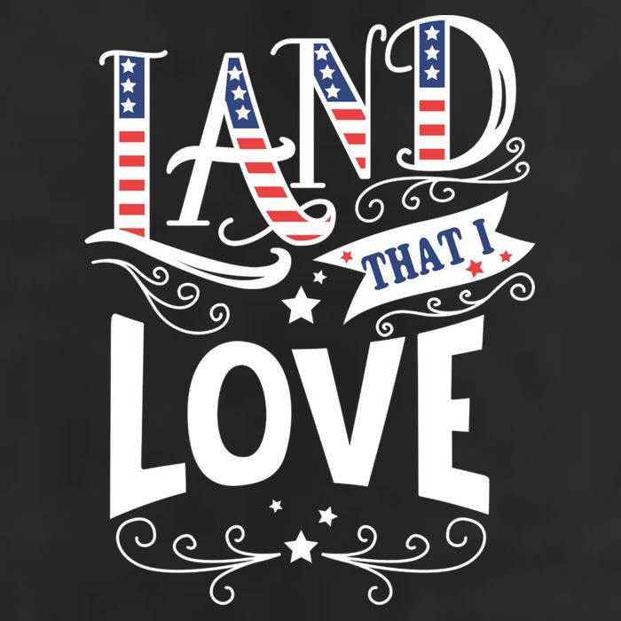 Land That I Love Banner Font Gift 7 Panel Mesh Trucker Snapback Hat