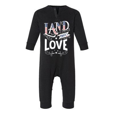 Land That I Love Banner Font Gift Infant Fleece One Piece