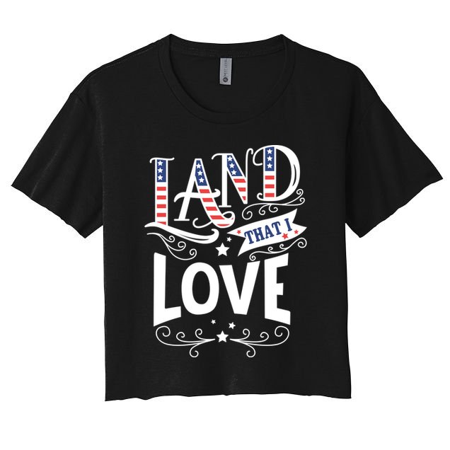 Land That I Love Banner Font Gift Crop Top