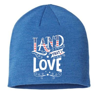 Land That I Love Banner Font Gift Sustainable Beanie