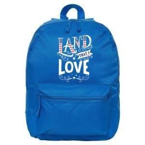 Land That I Love Banner Font Gift 16 in Basic Backpack