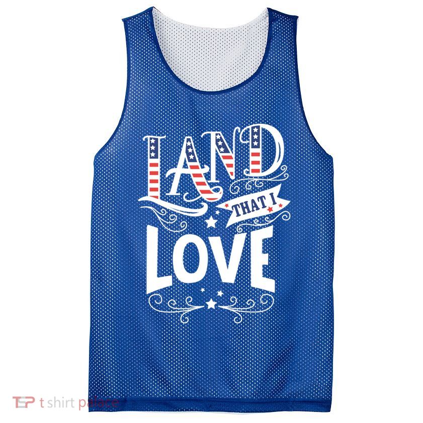 Land That I Love Banner Font Gift Mesh Reversible Basketball Jersey Tank