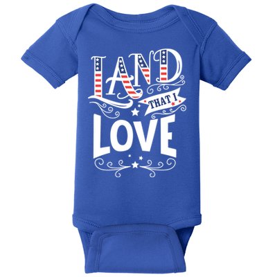 Land That I Love Banner Font Gift Baby Bodysuit