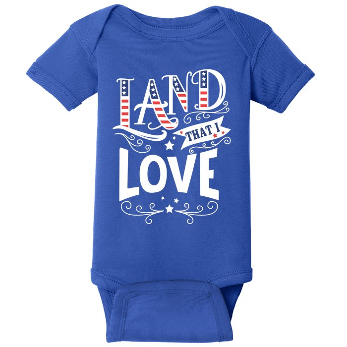 Land That I Love Banner Font Gift Baby Bodysuit