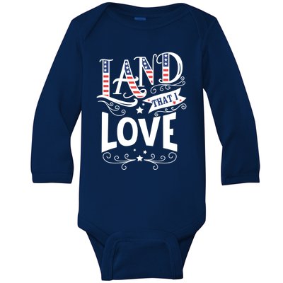 Land That I Love Banner Font Gift Baby Long Sleeve Bodysuit