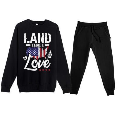 Land That I Love Fun Memorial Day Veteran Graphic Gift Premium Crewneck Sweatsuit Set