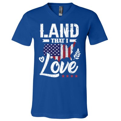 Land That I Love Fun Memorial Day Veteran Graphic Gift V-Neck T-Shirt