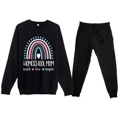 Love Teach Inspire Homeschool Mom Appreciation Teacher Great Gift Premium Crewneck Sweatsuit Set