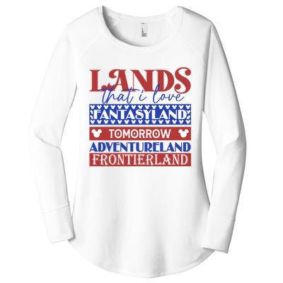 Lands That I Love Fantasyland Tomorrowland Adventureland Fourth Of July Women's Perfect Tri Tunic Long Sleeve Shirt