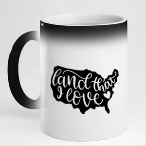 Land That I Love USA Flag Independence Day 11oz Black Color Changing Mug