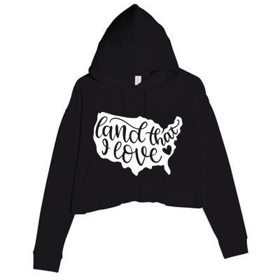 Land That I Love USA Flag Independence Day Crop Fleece Hoodie