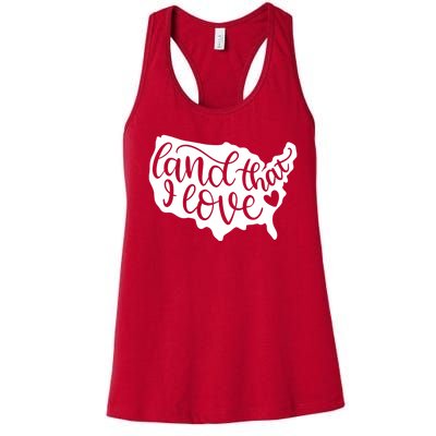 Land That I Love USA Flag Independence Day Women's Racerback Tank