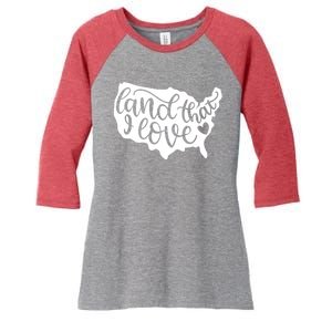 Land That I Love USA Flag Independence Day Women's Tri-Blend 3/4-Sleeve Raglan Shirt