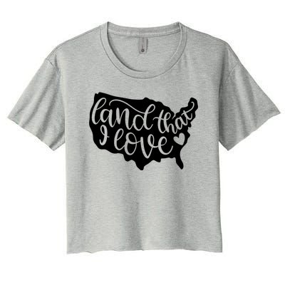 Land That I Love USA Flag Independence Day Women's Crop Top Tee