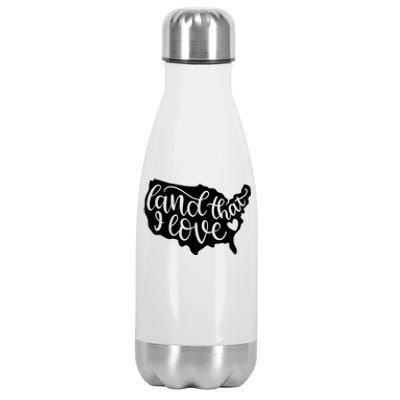 Land That I Love USA Flag Independence Day Stainless Steel Insulated Water Bottle