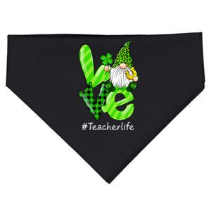 LOVE Teacher Life Gnome Leopard Shamrock St Patrick's Day USA-Made Doggie Bandana