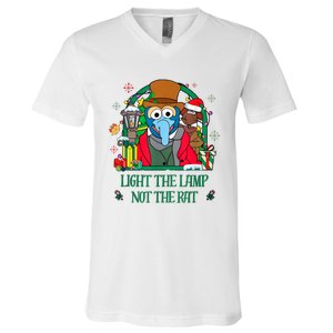 Light The Lamp Not The Rat Funny Christmas V-Neck T-Shirt