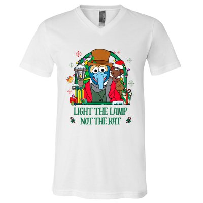 Light The Lamp Not The Rat Funny Christmas V-Neck T-Shirt