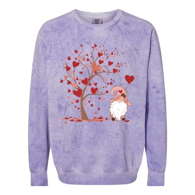 Love Tree Love Heart Gnome Dating Valentines Day Cool Gift Colorblast Crewneck Sweatshirt