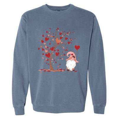 Love Tree Love Heart Gnome Dating Valentines Day Cool Gift Garment-Dyed Sweatshirt